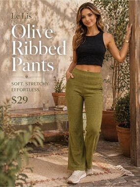 Le Lis Olive Ribbed Pants
